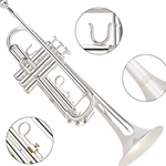 EastRock Silver Plated Trumpet Bb Brass Standard Trumpet with Hard Case,